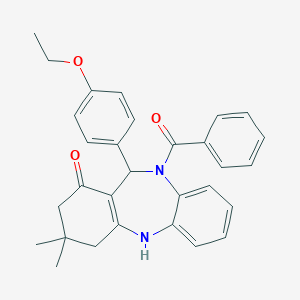 molecular formula C30H30N2O3 B332752 10-benzoyl-11-(4-ethoxyphenyl)-3,3-dimethyl-2,3,4,5,10,11-hexahydro-1H-dibenzo[b,e][1,4]diazepin-1-one 