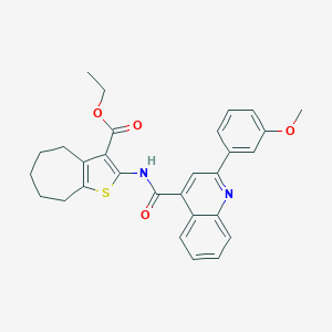 molecular formula C29H28N2O4S B332755 ethyl 2-({[2-(3-methoxyphenyl)-4-quinolinyl]carbonyl}amino)-5,6,7,8-tetrahydro-4H-cyclohepta[b]thiophene-3-carboxylate 