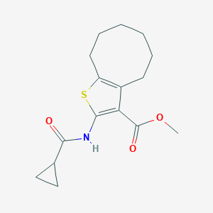 molecular formula C16H21NO3S B332756 Methyl 2-[(cyclopropylcarbonyl)amino]-4,5,6,7,8,9-hexahydrocycloocta[b]thiophene-3-carboxylate 