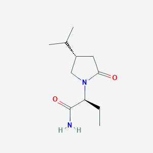 molecular formula C11H20N2O2 B3327619 (2S)-2-[(4S)-2-oxo-4-propan-2-ylpyrrolidin-1-yl]butanamide CAS No. 357334-83-9