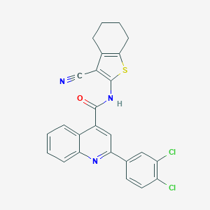 molecular formula C25H17Cl2N3OS B332766 N-(3-cyano-4,5,6,7-tetrahydro-1-benzothiophen-2-yl)-2-(3,4-dichlorophenyl)quinoline-4-carboxamide 