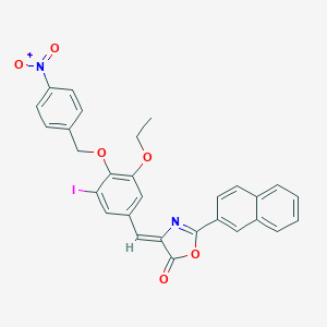 molecular formula C29H21IN2O6 B332767 (4Z)-4-{3-ethoxy-5-iodo-4-[(4-nitrobenzyl)oxy]benzylidene}-2-(naphthalen-2-yl)-1,3-oxazol-5(4H)-one 
