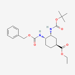 molecular formula C22H32N2O6 B3327677 Ethyl (1S,3R,4S)-4-{[(benzyloxy)carbonyl]amino}-3-[(tert-butoxycarbonyl)amino]cyclohexane-1-carboxylate CAS No. 365998-33-0