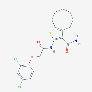 molecular formula C19H20Cl2N2O3S B332768 2-{[(2,4-Dichlorophenoxy)acetyl]amino}-4,5,6,7,8,9-hexahydrocycloocta[b]thiophene-3-carboxamide 