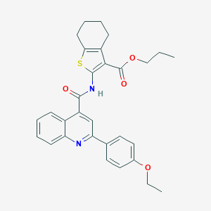 molecular formula C30H30N2O4S B332770 Propyl 2-({[2-(4-ethoxyphenyl)-4-quinolinyl]carbonyl}amino)-4,5,6,7-tetrahydro-1-benzothiophene-3-carboxylate 