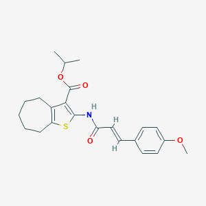 molecular formula C23H27NO4S B332772 isopropyl 2-{[3-(4-methoxyphenyl)acryloyl]amino}-5,6,7,8-tetrahydro-4H-cyclohepta[b]thiophene-3-carboxylate 