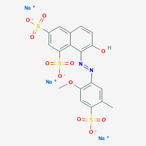 molecular formula C18H13N2Na3O11S3 B3327724 Trisodium 7-hydroxy-8-((2-methoxy-5-methyl-4-sulfophenyl)azo)-1,3-naphthalenedisulfonate CAS No. 374784-31-3