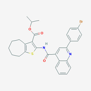 molecular formula C29H27BrN2O3S B332781 isopropyl 2-({[2-(4-bromophenyl)-4-quinolinyl]carbonyl}amino)-5,6,7,8-tetrahydro-4H-cyclohepta[b]thiophene-3-carboxylate 