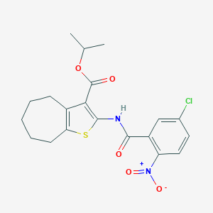 molecular formula C20H21ClN2O5S B332782 isopropyl 2-({5-chloro-2-nitrobenzoyl}amino)-5,6,7,8-tetrahydro-4H-cyclohepta[b]thiophene-3-carboxylate 