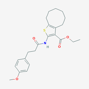 molecular formula C23H29NO4S B332783 Ethyl 2-{[3-(4-methoxyphenyl)propanoyl]amino}-4,5,6,7,8,9-hexahydrocycloocta[b]thiophene-3-carboxylate 