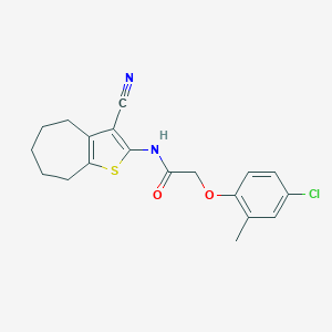 molecular formula C19H19ClN2O2S B332785 2-(4-chloro-2-methylphenoxy)-N-(3-cyano-5,6,7,8-tetrahydro-4H-cyclohepta[b]thiophen-2-yl)acetamide 