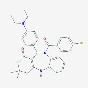 molecular formula C32H34BrN3O2 B332786 (4-bromophenyl){11-[4-(diethylamino)phenyl]-1-hydroxy-3,3-dimethyl-2,3,4,11-tetrahydro-10H-dibenzo[b,e][1,4]diazepin-10-yl}methanone 