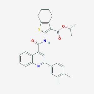 molecular formula C30H30N2O3S B332807 Isopropyl 2-({[2-(3,4-dimethylphenyl)-4-quinolinyl]carbonyl}amino)-4,5,6,7-tetrahydro-1-benzothiophene-3-carboxylate 