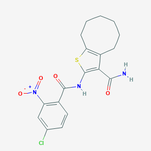 molecular formula C18H18ClN3O4S B332812 2-({4-Chloro-2-nitrobenzoyl}amino)-4,5,6,7,8,9-hexahydrocycloocta[b]thiophene-3-carboxamide 