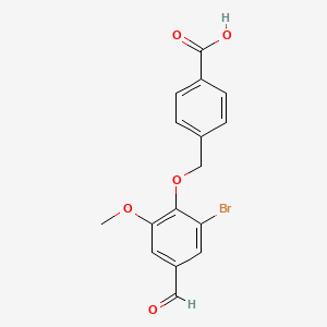 molecular formula C16H13BrO5 B3328147 4-[(2-Bromo-4-formyl-6-methoxyphenoxy)methyl]benzoic acid CAS No. 426231-89-2