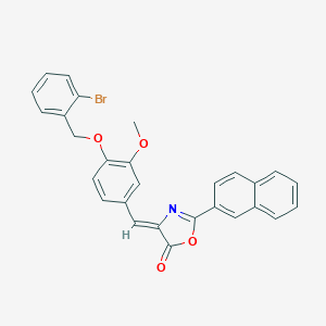 molecular formula C28H20BrNO4 B332818 4-{4-[(2-bromobenzyl)oxy]-3-methoxybenzylidene}-2-(2-naphthyl)-1,3-oxazol-5(4H)-one 
