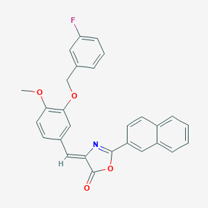 molecular formula C28H20FNO4 B332823 4-{3-[(3-fluorobenzyl)oxy]-4-methoxybenzylidene}-2-(2-naphthyl)-1,3-oxazol-5(4H)-one 