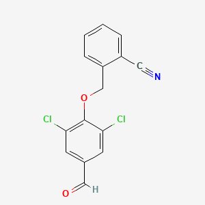 molecular formula C15H9Cl2NO2 B3328289 2-[(2,6-Dichloro-4-formylphenoxy)methyl]benzonitrile CAS No. 443289-94-9