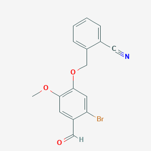 molecular formula C16H12BrNO3 B3328292 2-[(5-Bromo-4-formyl-2-methoxyphenoxy)methyl]benzonitrile CAS No. 443291-77-8