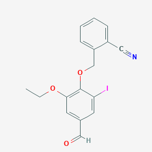molecular formula C17H14INO3 B3328293 2-[(2-Ethoxy-4-formyl-6-iodophenoxy)methyl]benzonitrile CAS No. 443292-78-2