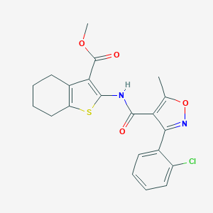 molecular formula C21H19ClN2O4S B332830 Methyl 2-({[3-(2-chlorophenyl)-5-methyl-4-isoxazolyl]carbonyl}amino)-4,5,6,7-tetrahydro-1-benzothiophene-3-carboxylate 