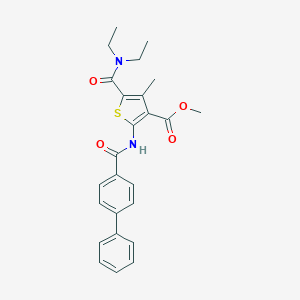 molecular formula C25H26N2O4S B332835 Methyl 2-[(biphenyl-4-ylcarbonyl)amino]-5-(diethylcarbamoyl)-4-methylthiophene-3-carboxylate 
