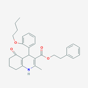 2-Phenylethyl 4-(2-butoxyphenyl)-2-methyl-5-oxo-1,4,5,6,7,8-hexahydro-3-quinolinecarboxylate