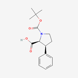 molecular formula C16H21NO4 B3328421 (2S,3S)-1-[(2-methylpropan-2-yl)oxycarbonyl]-3-phenylpyrrolidine-2-carboxylic acid CAS No. 462124-94-3