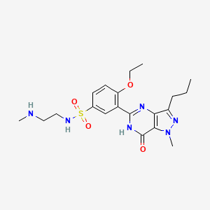 molecular formula C20H28N6O4S B3328463 4-Ethoxy-3-(1-methyl-7-oxo-3-propyl-6,7-dihydro-1H-pyrazolo[4,3-d]pyrimidin-5-yl)-N-(2-(methylamino)ethyl)benzenesulfonamide CAS No. 466684-88-8