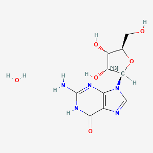 molecular formula C10H15N5O6 B3328530 guanosine-1'-13C monohydrate CAS No. 478511-32-9