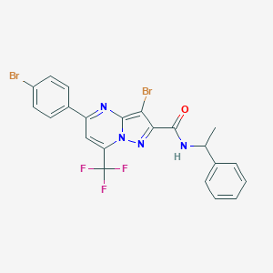 molecular formula C22H15Br2F3N4O B332855 3-bromo-5-(4-bromophenyl)-N-(1-phenylethyl)-7-(trifluoromethyl)pyrazolo[1,5-a]pyrimidine-2-carboxamide CAS No. 6301-90-2