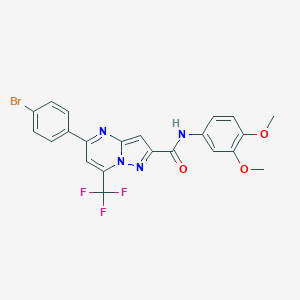 molecular formula C22H16BrF3N4O3 B332864 5-(4-bromophenyl)-N-(3,4-dimethoxyphenyl)-7-(trifluoromethyl)pyrazolo[1,5-a]pyrimidine-2-carboxamide 