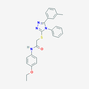 molecular formula C25H24N4O2S B332865 N-(4-ethoxyphenyl)-2-{[5-(3-methylphenyl)-4-phenyl-4H-1,2,4-triazol-3-yl]sulfanyl}acetamide 