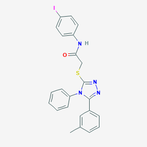 molecular formula C23H19IN4OS B332873 N-(4-iodophenyl)-2-{[5-(3-methylphenyl)-4-phenyl-4H-1,2,4-triazol-3-yl]sulfanyl}acetamide 