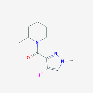 molecular formula C11H16IN3O B332874 (4-iodo-1-methyl-1H-pyrazol-3-yl)(2-methylpiperidin-1-yl)methanone 