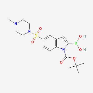 molecular formula C18H26BN3O6S B3328778 1H-Indole-1-carboxylic acid, 2-borono-5-[(4-methyl-1-piperazinyl)sulfonyl]-, 1-(1,1-dimethylethyl) ester CAS No. 519148-74-4