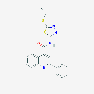 molecular formula C21H18N4OS2 B332886 N-[5-(ethylsulfanyl)-1,3,4-thiadiazol-2-yl]-2-(3-methylphenyl)quinoline-4-carboxamide 