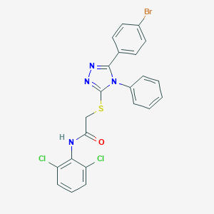 molecular formula C22H15BrCl2N4OS B332887 2-{[5-(4-bromophenyl)-4-phenyl-4H-1,2,4-triazol-3-yl]sulfanyl}-N-(2,6-dichlorophenyl)acetamide 