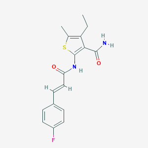 molecular formula C17H17FN2O2S B332888 4-Ethyl-2-{[3-(4-fluorophenyl)acryloyl]amino}-5-methyl-3-thiophenecarboxamide 