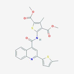 molecular formula C24H20N2O5S2 B332905 Dimethyl 3-methyl-5-({[2-(5-methylthiophen-2-yl)quinolin-4-yl]carbonyl}amino)thiophene-2,4-dicarboxylate 