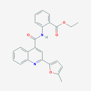 molecular formula C24H20N2O4 B332909 Ethyl 2-({[2-(5-methyl-2-furyl)-4-quinolyl]carbonyl}amino)benzoate 