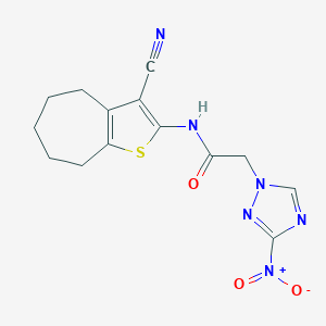 molecular formula C14H14N6O3S B332910 N-(3-cyano-5,6,7,8-tetrahydro-4H-cyclohepta[b]thiophen-2-yl)-2-(3-nitro-1H-1,2,4-triazol-1-yl)acetamide 