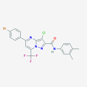 molecular formula C22H15BrClF3N4O B332911 5-(4-bromophenyl)-3-chloro-N-(3,4-dimethylphenyl)-7-(trifluoromethyl)pyrazolo[1,5-a]pyrimidine-2-carboxamide 