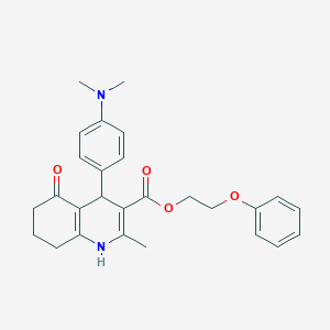 molecular formula C27H30N2O4 B332917 2-Phenoxyethyl 4-[4-(dimethylamino)phenyl]-2-methyl-5-oxo-1,4,5,6,7,8-hexahydroquinoline-3-carboxylate 