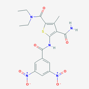 molecular formula C18H19N5O7S B332929 5-({3,5-bisnitrobenzoyl}amino)-N~2~,N~2~-diethyl-3-methyl-2,4-thiophenedicarboxamide 