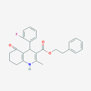 molecular formula C25H24FNO3 B332932 2-Phenylethyl 4-(2-fluorophenyl)-2-methyl-5-oxo-1,4,5,6,7,8-hexahydroquinoline-3-carboxylate 