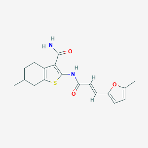 molecular formula C18H20N2O3S B332939 6-Methyl-2-{[3-(5-methyl-2-furyl)acryloyl]amino}-4,5,6,7-tetrahydro-1-benzothiophene-3-carboxamide 