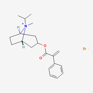 molecular formula C20H28BrNO2 B3329488 [(1S,5R)-8-methyl-8-propan-2-yl-8-azoniabicyclo[3.2.1]octan-3-yl] 2-phenylprop-2-enoate;bromide CAS No. 60018-35-1