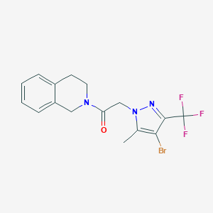 molecular formula C16H15BrF3N3O B332949 2-{[4-bromo-5-methyl-3-(trifluoromethyl)-1H-pyrazol-1-yl]acetyl}-1,2,3,4-tetrahydroisoquinoline 