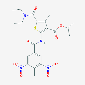 molecular formula C22H26N4O8S B332953 Isopropyl 2-({3,5-bisnitro-4-methylbenzoyl}amino)-5-[(diethylamino)carbonyl]-4-methyl-3-thiophenecarboxylate 